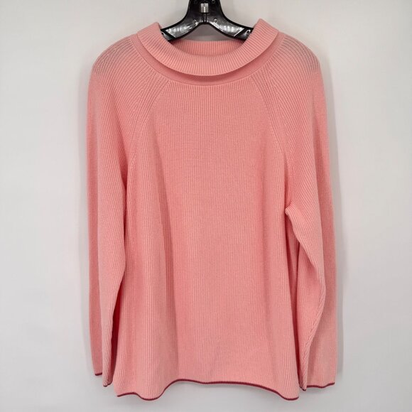 Talbots Womens Pink Ribbed Knit Sweater size XL Cotton Long Sleeve Crew Neck - Picture 6 of 12